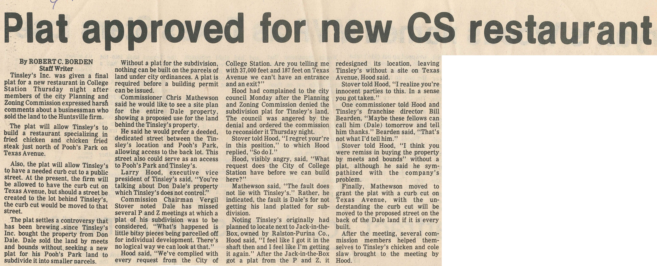 The Eagle Archives: Tinsley's